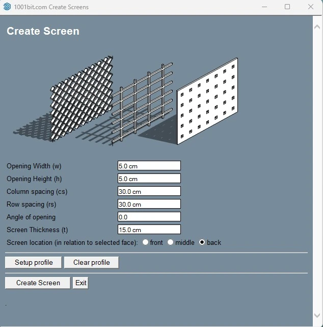 1001bit Tools screen feature in SketchUp