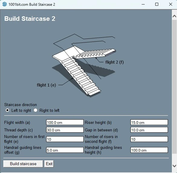 1001bit Tools straight stairs feature in SketchUp